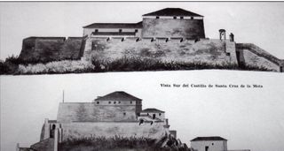 Los dibujos superior e inferior, nos pueden dar una idea de cómo era la parte superior del castillo en 1813, a excepción de algún pequeño detalle.