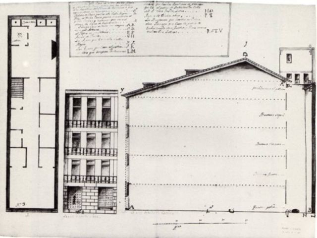 El plano superior pertenece a la casa de la Calle Mayor nº 2 de Doña Ana María de Urbistondo, casa que desapareció, como tantas otras, en el incendio de la ciudad.
Se puede apreciar la fachada del edificio y la planta del mismo, tan alargada y profunda.
Documento fechado el año 1787  y perteneciente a la Real Cancillería de Valladolid. 
