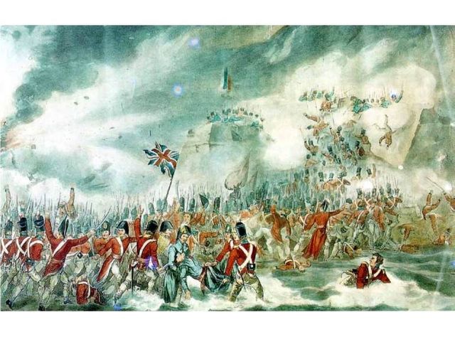 Ataque a San Sebastián el 31 de Agosto de 1813. Dibujo de W. Heat. Litografía de T. Sutherland. Londres 1836. Colecc. Museo de San Telmo.