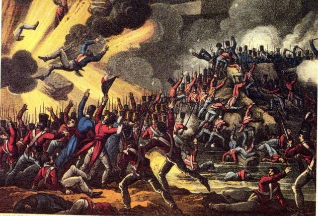 Asalto a San Sebastián el 31 de agosto de 1813. Litografía de J.C. Stadler sobre un dibujo de W. Heath. Londres 1818.
