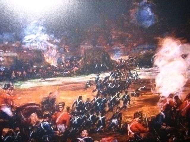 Cruce del Urumea hacia la brecha pequeña de las brigadas portuguesas bajo el incesante fuego de la batería del Mirador.