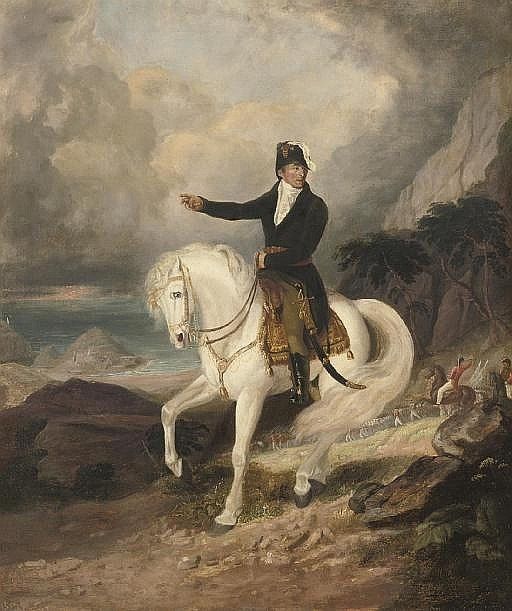 Wellington frente a San Sebastián, de Thomas Heaphy.
Este artista acompañó al Duque de Ciudad Rodrigo durante sus campañas peninsulares de 1812 y 1813.
Agradezco a Josean Olabe, ilustrador y autor de 