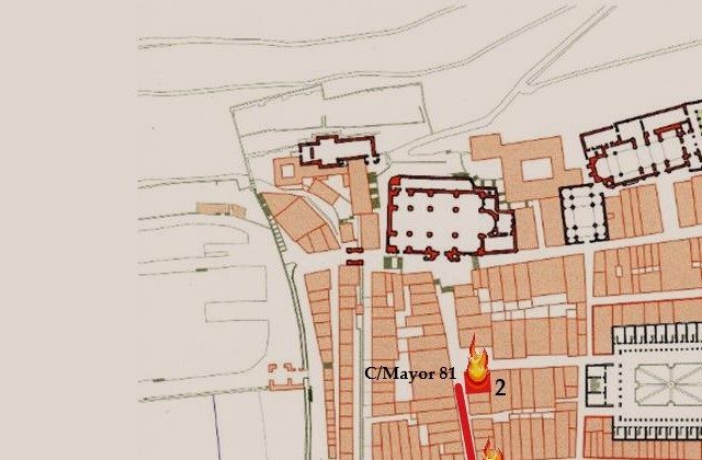 El testigo 18 presenció todo desde la casa nº 81 dela calle Mayor, hasta que vió que fue incendiada (2) durante la madrugada del día 1. Allí sufrió los robos y maltratos de los aliados. Coincide con los demás testigos en que la primera casa incendiada fue la de Soto (1). Cuando abandonó su hogar fue a la Plaza Vieja, donde pidió ayuda al General Inglés, que suponemos fuese Andrew Hay (3).