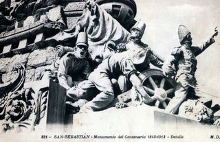 Detalle del grupo escultórico perteneciente al desaparecido monumento del Centenario de 1913, que fue trasladado en 1924 al Cementerio de los Ingleses.